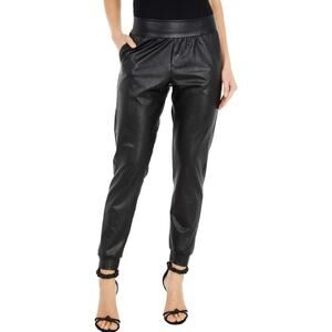 Commando Faux Leather Jogger SLG45 — Four-Way Stretch Jogger Pants, Black M